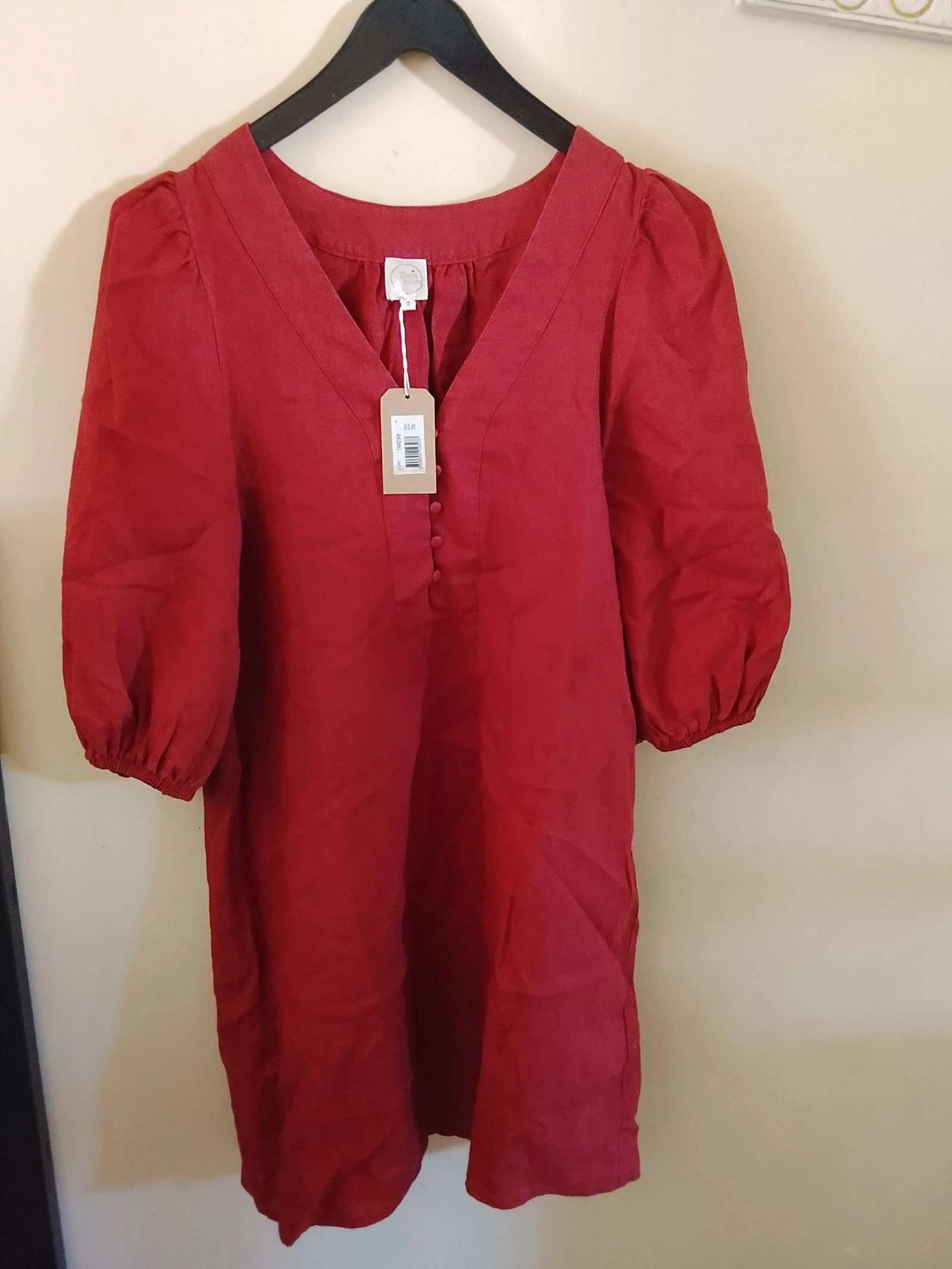 Des Petits Hauts – Robe en lin rouge brique – Neuve avec étiquette – Taille 0 (convient à un 38) 👗